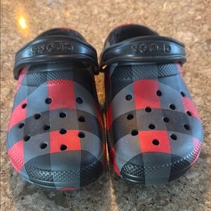 CROCS Red and Black Sandals with Perforated Design